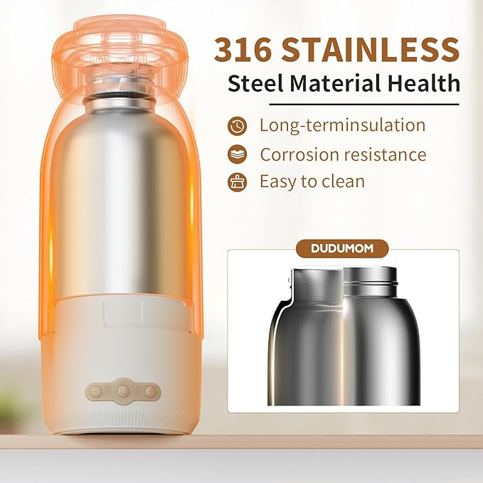 Portable Milk Warmer for Travel: 17 OZ 120W Fast Heating for Breast Milk Formula & Water - Portable Milk Warmer for Baby, Fast Charging & Long Battery Life for Outdoor Airplane Car Journey