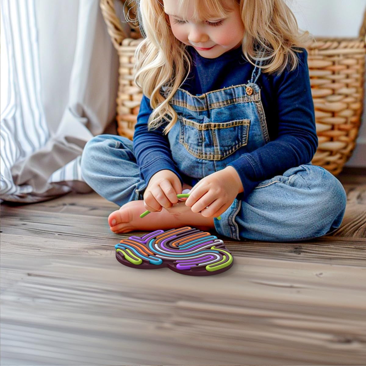 Sensory Activity Board, Silicone Fidget Toy for Calming, Stress, Anxiety, ADHD & Autism | Silent, No Mess | Kids 3+ & Adults | Includes Portable Travel Bag & 13 Strings(Purple)