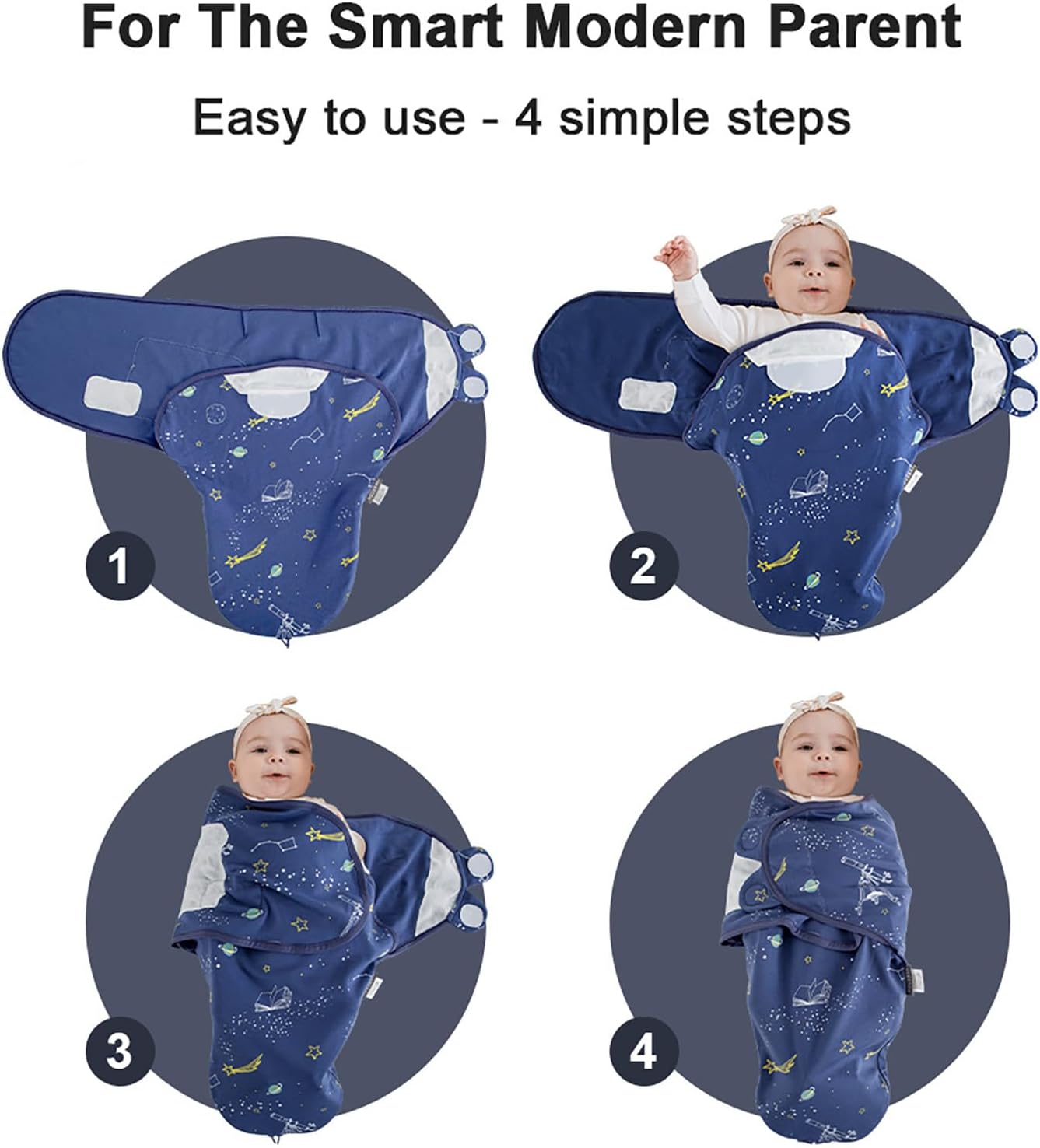 HOUSBAY Baby Swaddle Blanket Boy Girl,Super Soft Material Newborn Adjustable Swaddles for 0-3 Months,2-Way Zipper Sleep Sack 1 Pack