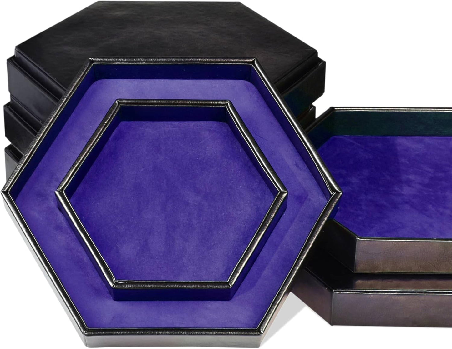 DND Dice Tray - 2 in 1 Rolling and Storage Hexagonal Tray, Faux Leather, Purple