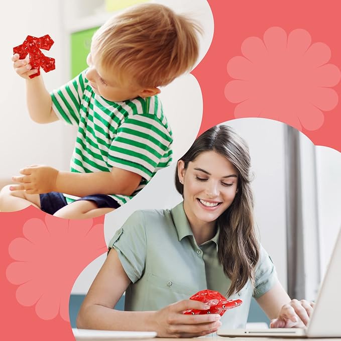 RoomyRoc Magnetic Fidget Sphere - Pentagons Magnets Balls - 12 Piece Set - Crystal Red - Magnet Fidgets Toy - Creativity Beyond Imagination, Inspirational, Recreational, Desk Toys for Adults