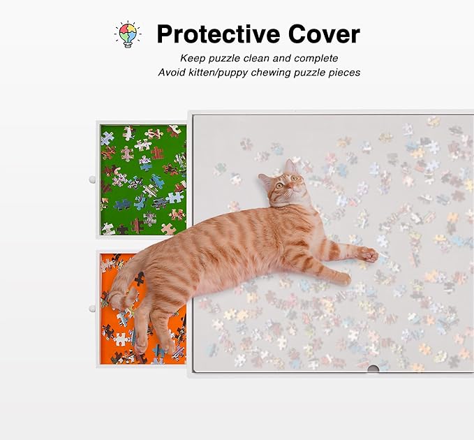 1000 Piece Jigsaw Puzzle Board Table with Drawers and Cover for Adults, Puzzle Board with Adjustable Angle and Height, Movable Puzzle Table with Legs, 30''x22'' Board with Storage