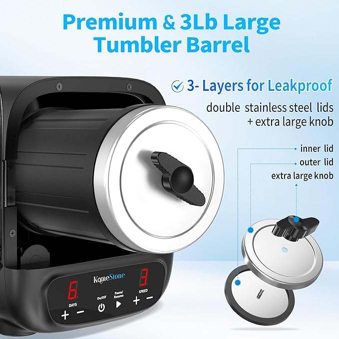 K2 Elite Professional Rock Tumbler Kit, Ultra Quiet & Cutting Edge Brushless Motor Rock Polisher for Adults & Rock Collector, Noise-Reduction, Extra Large 3 Lbs Barrel, STEM Gift for All Age