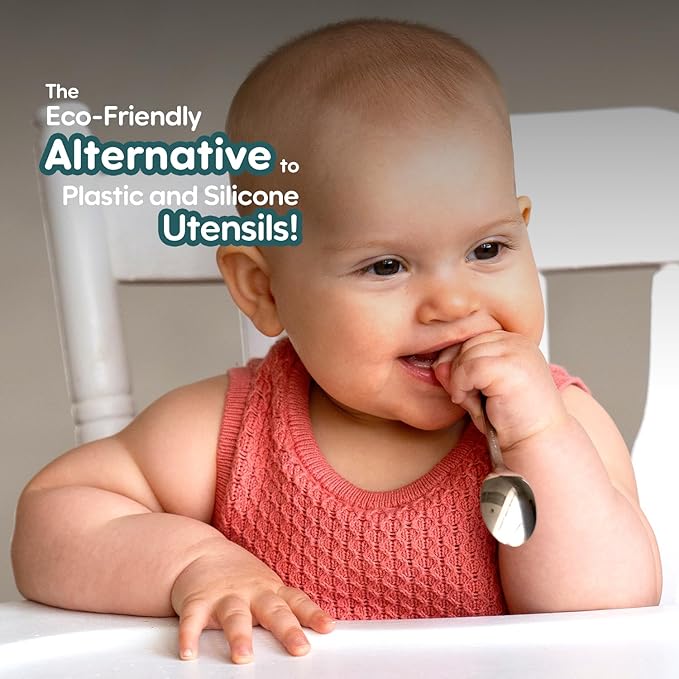 Kleynimals Arctic Friends Made in USA Baby Silverware – 100% Stainless Steel Baby Forks and Spoons, Non-Toxic, BPA-Free, Eco-Friendly, Dishwasher Safe – Safe Utensils for Babies & Toddlers