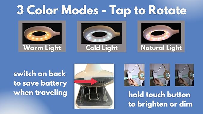 Portable LED Clip On Night Light for Babies, Kids & Adults – Dimmable, Rechargeable, 3-Colors for Nursery, Desk, Crib, Diapers, Reading, Feeding, Bedroom, Office, Task, Car, Music, Travel, Gift