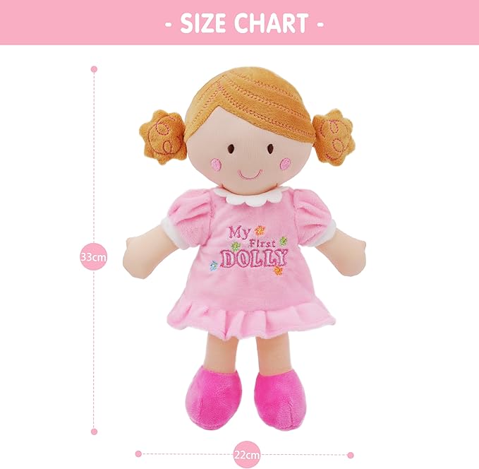 June Garden 12" My First Doll Kaitlyn - Soft Plush Baby Doll - Pink Outfit