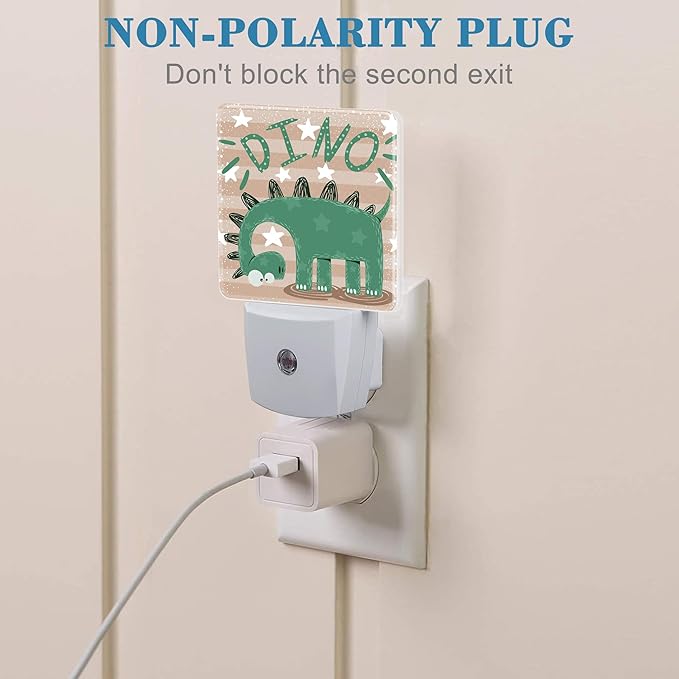 Night Light for Kids Girls Boys, Cute and Funny Dinosaur LED Night Light Plug into Wall with Dusk to Dawn Sensor for Room Decor, Hallway, Kitchen, Bathroom, Nursery, Stairs