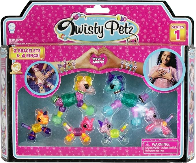 Twisty Petz Family Pack Unicorns, Includes Two Bracelets and Four Rings. For ages 6-12