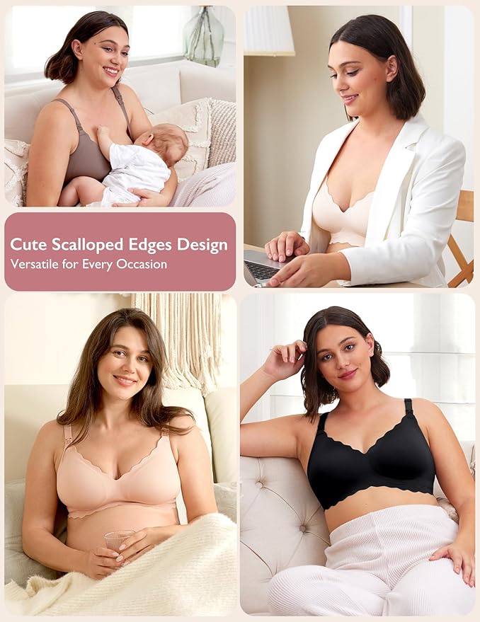 Momcozy Nursing Bras for Breastfeeding, Seamless Pregnancy Maternity Bra Wireless Classic Jelly Strip Support Nursing Bra