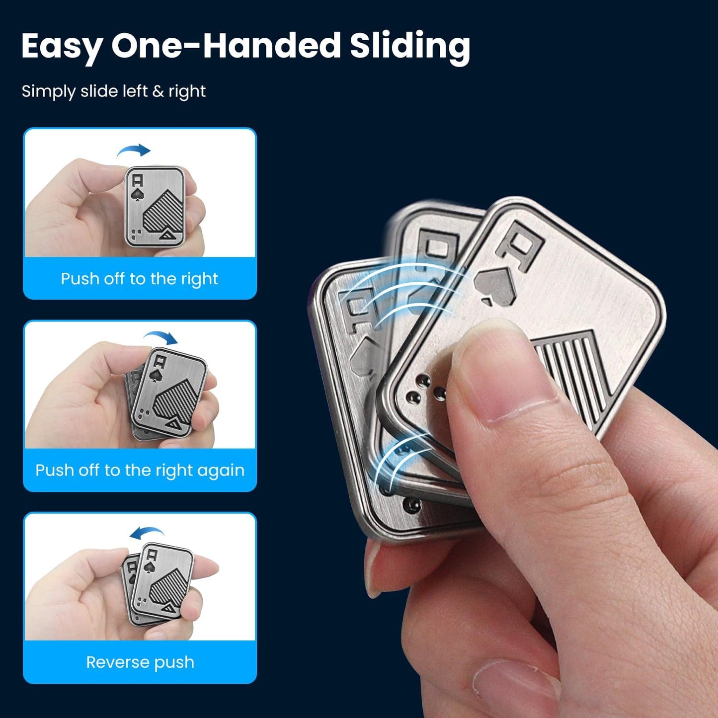 Metal Fidget Toys, Magnetic Fidget Slider Poker Push Card for Adults,Relieve Stress ADHD & Anxiety, Break Bad Habits, Cool EDC Gadget Office Desk Toy, Gift for Boyfriend, Husband and Father