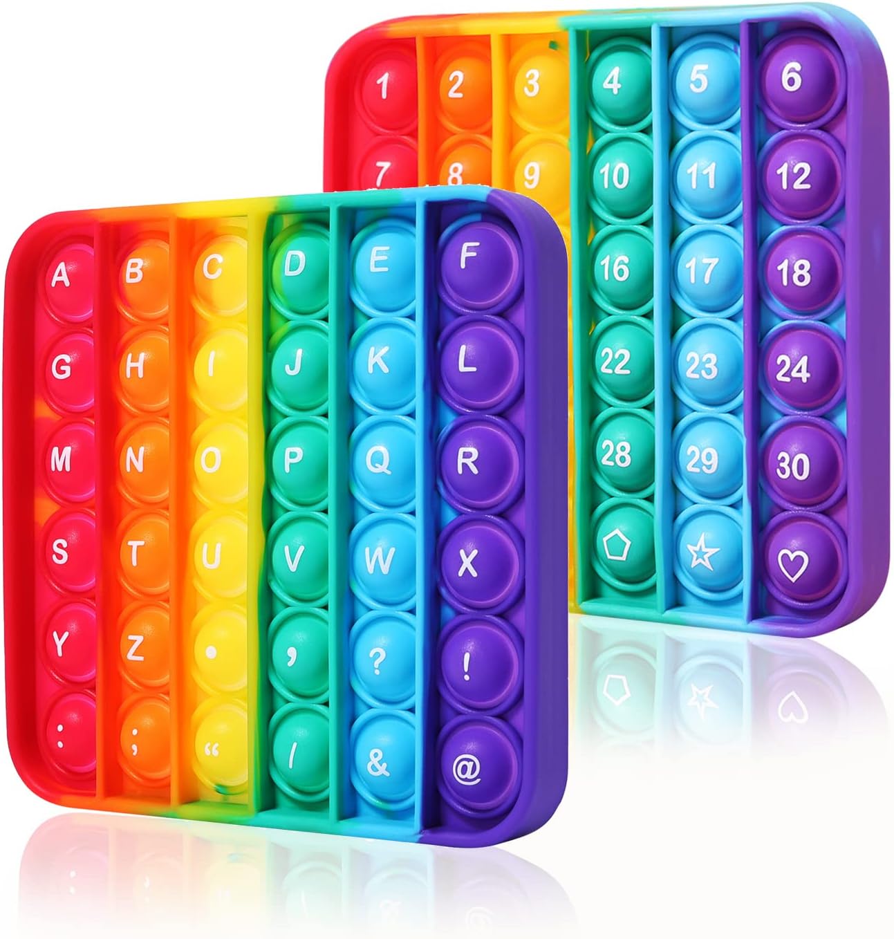 Alphabet Pop Fidget Toys Square ABC Letters Pop Bubble Toy Silicone Sensory Lowercase Uppercase Number Pop for Toddlers & Schools (Uppercase+Number, 5x5inch)