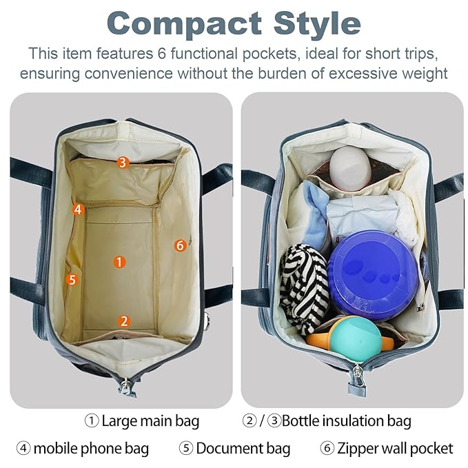 Small Diaper Bag Backpack Mini Diaper Bag Tote, Waterproof Multi-Function Stylish Mini Maternity Bags Travel Backpacks with Insulated Pockets, Dark Gray