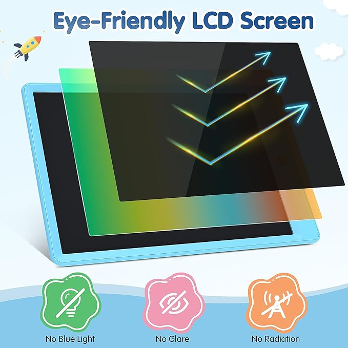10 Inch Drawing Tablet, LCD Writing Tablet for Kids, Colorful Doodle Board Toddler Drawing Pad, Educational Learning & Travel Essential Kid Toy for 3 4 5 6 7 8-Year-Old Girls Boys (Blue)