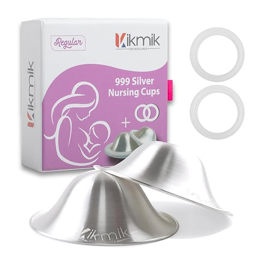 The Original Silver Nursing Cups with O-Feel Rings - 999 Silver Nipple Shields for Newborn Essentials - Reusable Nipple Covers for Breastfeeding Nursing Pads Pain Relief & Protection - Regular