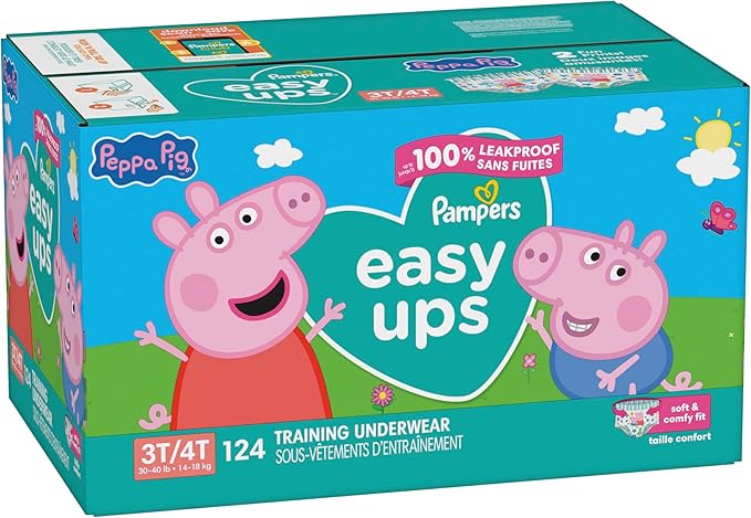 Pampers Training Pants - Easy Ups Girls & Boys - Size 3T-4T, 124 Count, Peppa Pig Potty Underwear (Packaging May Vary)