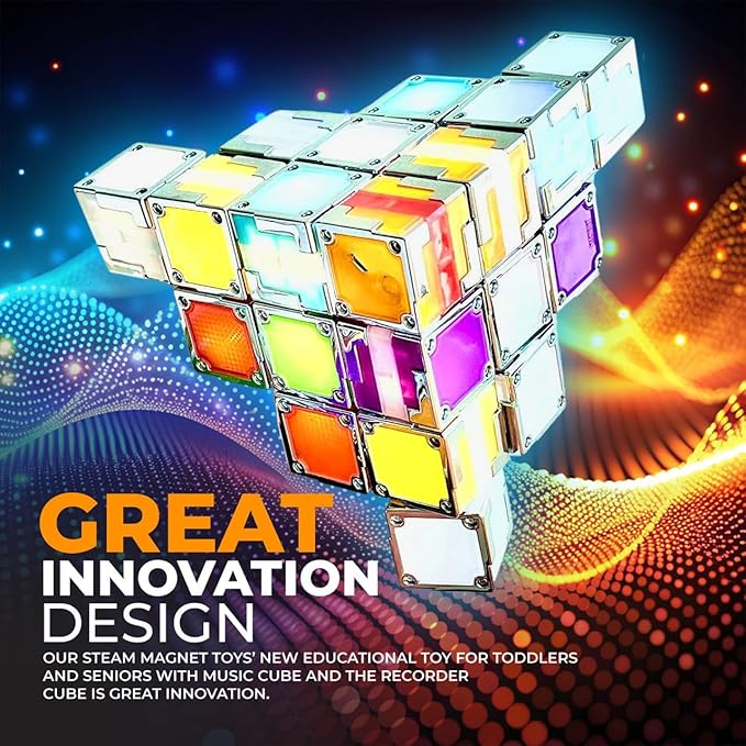 12 Magnetic Building Blocks – Light-Up STEM Educational Toy for Toddlers & Kids, Intertek Approved, Patented in US & China, Interactive Learning Cubes