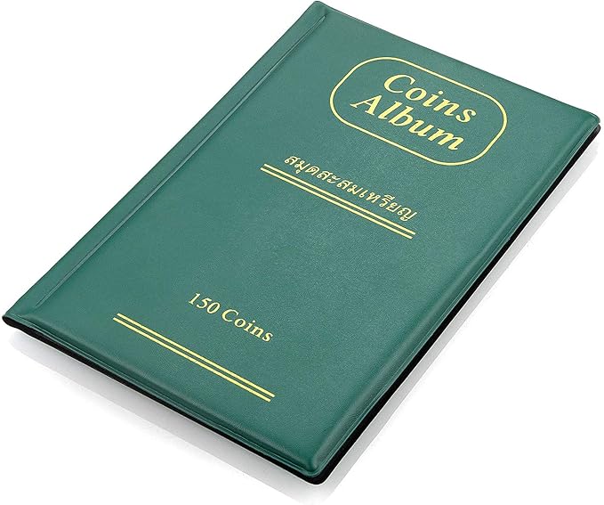 150 Pockets Coin Album, Penny Collecting Book, Souvenir Coins Collection Holder, Ideal for Pressed Pennies Passport, Hobby Coin Collector, Money Specie Display Storage Case (Green)
