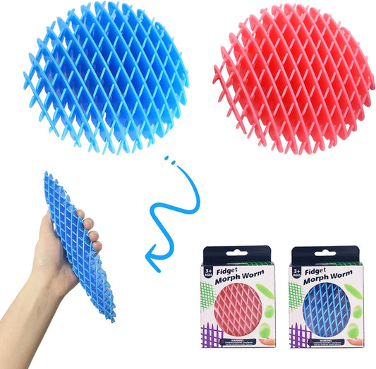 Fidget Worm Toy 2 Pack, Sensory Slug Fidget Toy, Funny Pocket Fidget Toy, Resistance Fidget Toy Anxiety & Stress Relief Toys, EDC Executive Desk Toys (Pink+Blue)