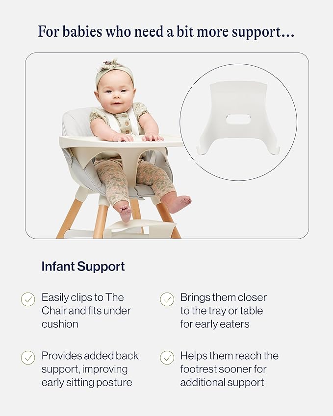 Lalo The High Chair Infant Kit - Convertible Wooden High Chair for Babies & Toddlers with Infant Support & Cushion, Grows with Your Child, Dishwasher Safe Tray, Adjustable Footrest Grapefruit