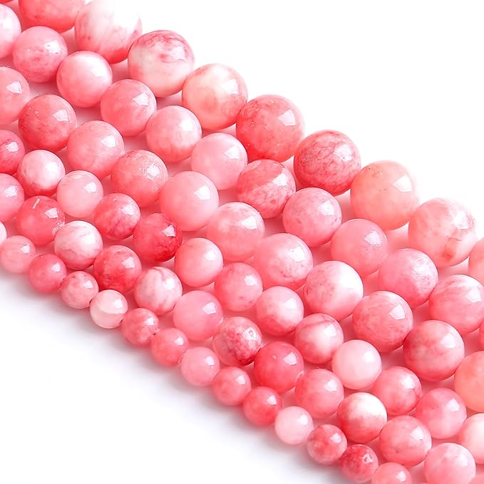 120PCS 6MM Pink Persian Jade Spacer Loose Beads for Jewelry Making DIY Bracelet Necklace 2 Strands