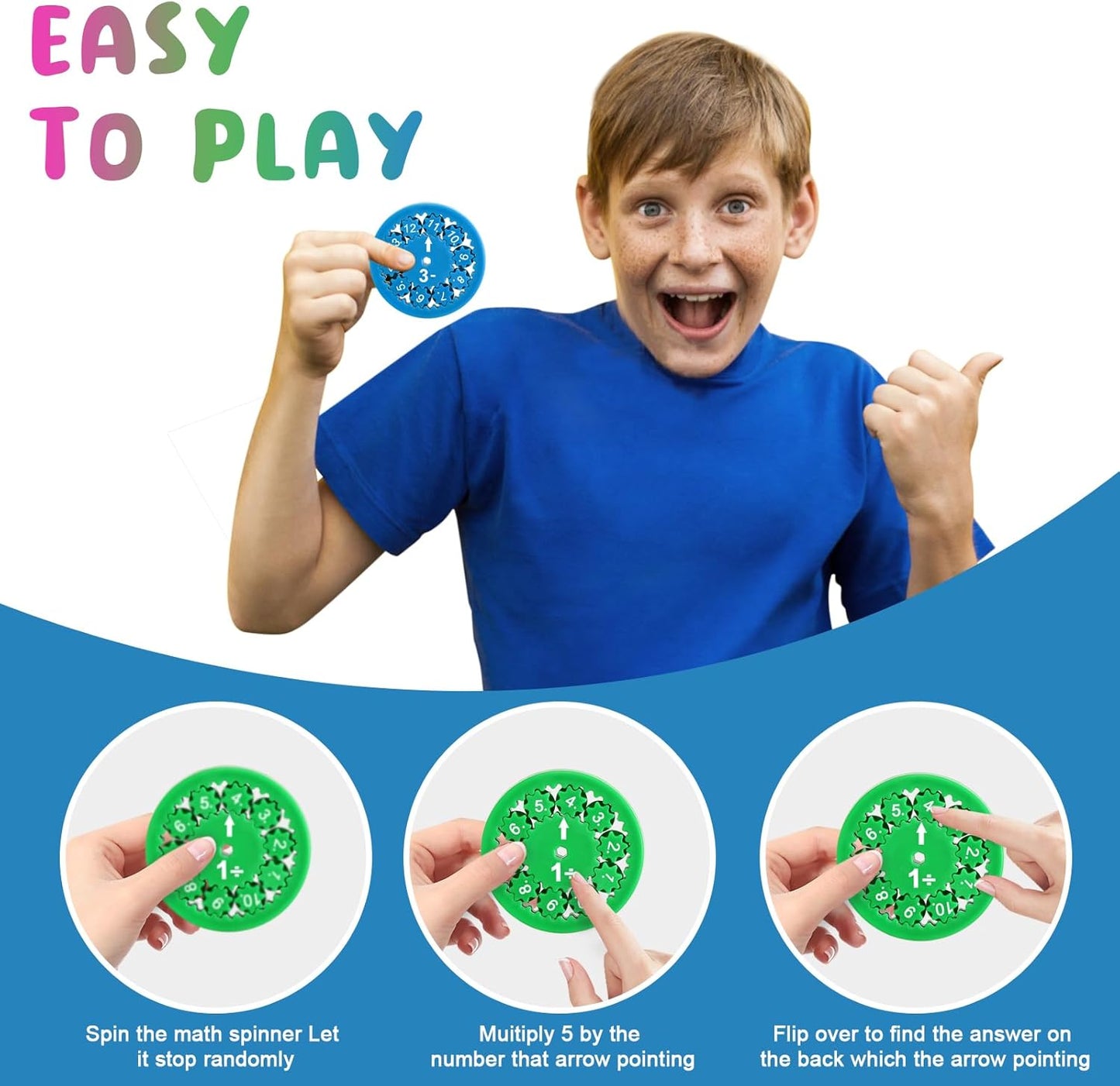 MerryXD Math Fidget Spinners，Smooth Spinning Interactive Learning Toy for Kids Fun Math Games to Relieve Stress Add, Subtract, Multiply & Divide Math Facts Fidget Spinners