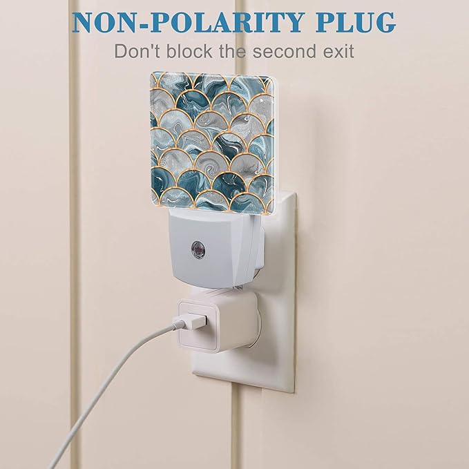 Golden Fluid Marble Texture Night Light Plug into Wall with Dusk to Dawn Sensor Cute Nightlight for Kid Girls Boys Women Men Room Decor, Hallway, Kitchen, Bathroom, Nursery, Stairs