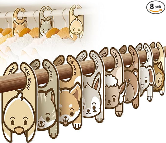 Baby Closet Dividers (Set of 8), Baby Hanger Dividers for Infant to Toddler, Nursery Organization for Clothes, Girl & Boy Closet Organizers