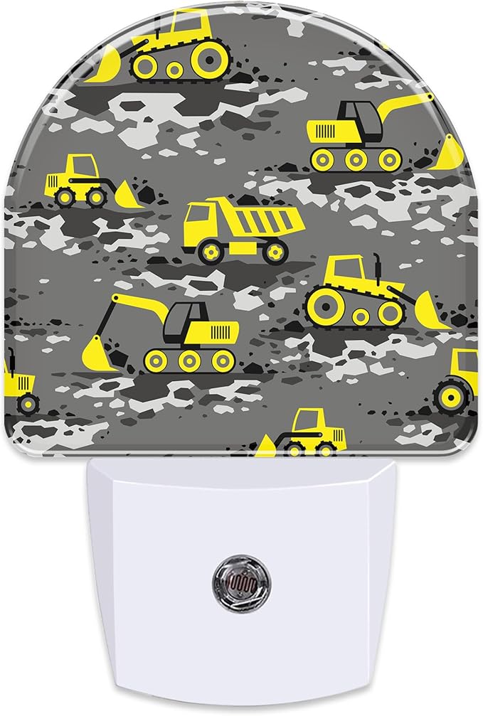 Cartoon Construction Vehicles Night Light for Kids,Excavator Loader and Truck Night Light Plug in with Dusk to Dawn Sensor,0.5w Energy Saving Nightlight for Boys Girls Home Decor