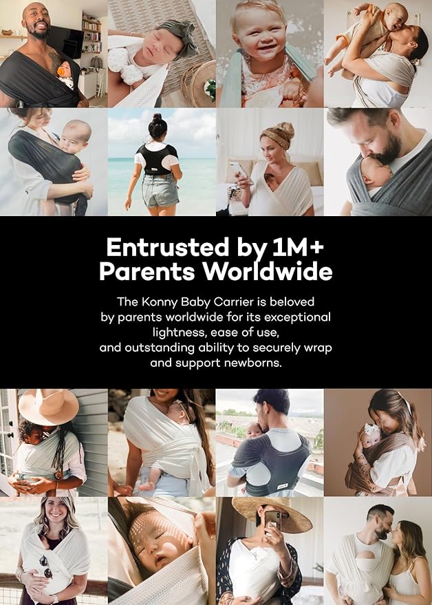 Konny Baby Carrier Flex AirMesh with Head Support- Adjustable, Easy to Wear Baby Wrap Sling, Perfect for Newborn Babies Essentials up to 44 lbs (M-4XL) - Cream
