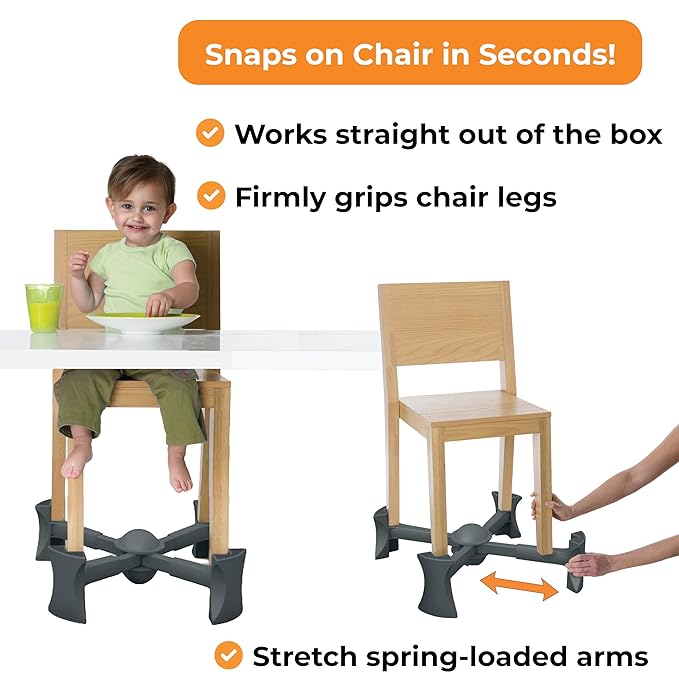 KABOOST Booster Seat for Kitchen Chair, Charcoal - Goes Under The Chair - Portable Booster for Toddlers and Grown Ups