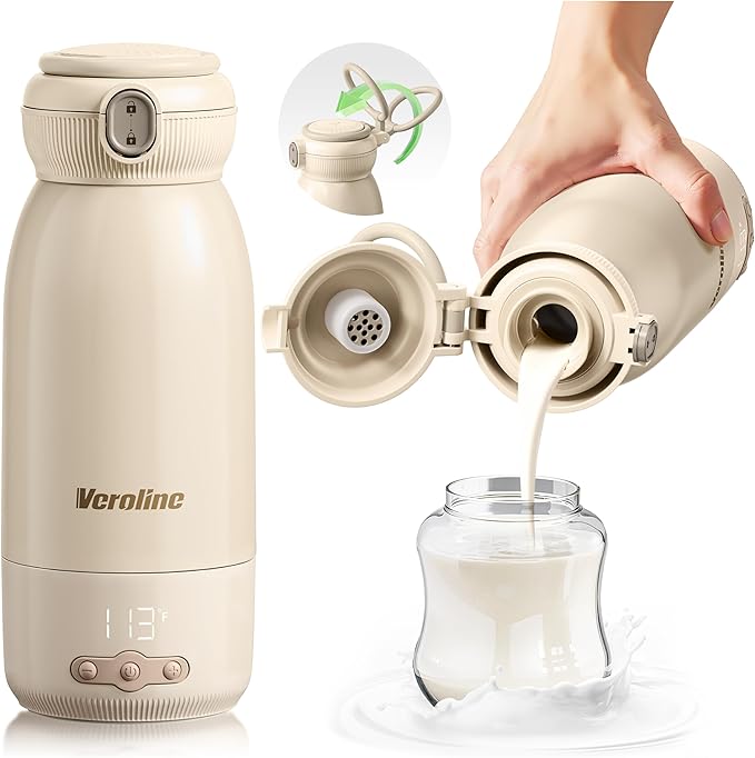 Portable Bottle Warmer for Travel, 17 Oz Baby Bottle Warmer, Super Fast Charging Milk Warmer with Adjustable Temp & Keep Warm for Formula, Breastmilk, Rechargeable & Cordless Water Warmer
