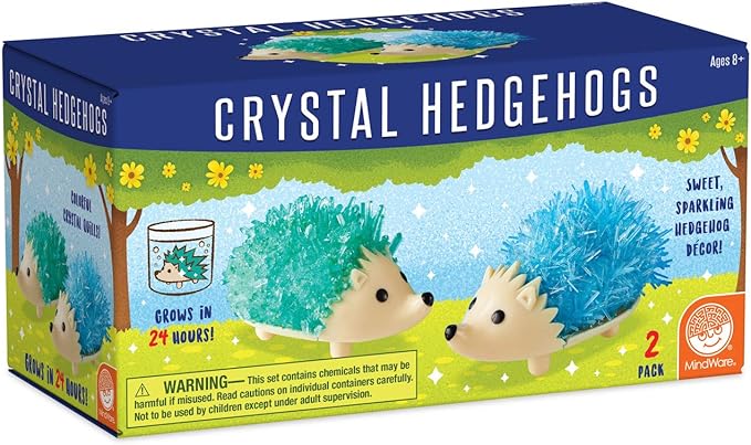 MindWare Crystal Growing Kits (Hedgehog Cool Colors) Grow Your Own Crystals Kit for Kids - Makes 2 Hedgehogs