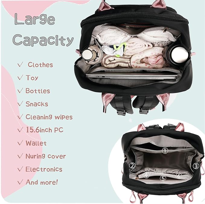 18 Pockets Large Diaper Bag Backpack with Waterproof Pockets and Stroller Buckle, Convertible Baby Bag (Mocha Mousse, Large)