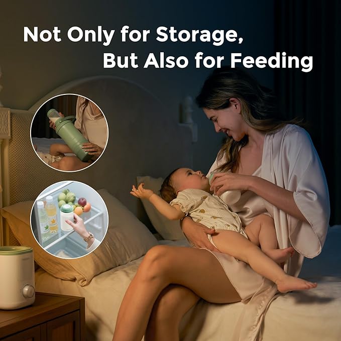 Momcozy Natural Baby Bottle, Wide-Neck, BPA Free Breast Milk Container, Storage Collection Bottle for Fridge & Milk Cooler, Breastfeeding Essential, 10 oz, 4 pcs