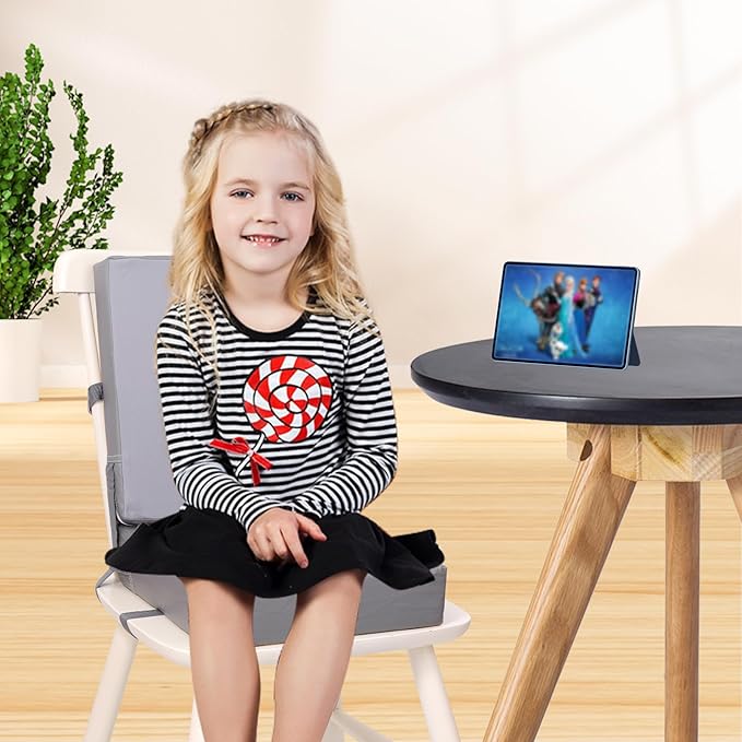 Toddler Booster Seat for Dining Table - PU Waterproof Booster Seat for Dining Table with Backrest & Adjustable Safety Belts Non-Slip Bottom Booster Chair Cushion for Kids Child Baby