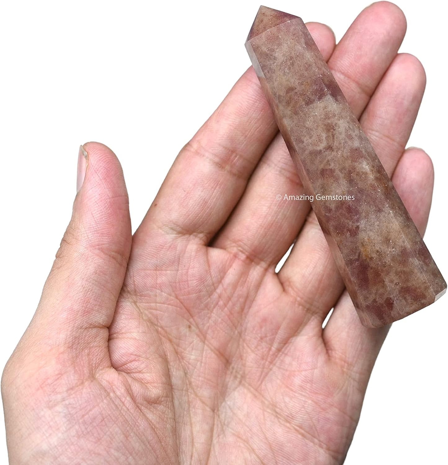 Amazing Gemstone Strawberry Quartz Crystal Towers - Natural Healing Crystal Point Obelisk for Reiki Healing and Crystal Grid (3 Inch)