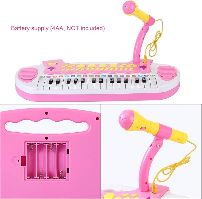 Love&Mini Piano Toy Keyboard for Kids - Birthday Gifts for 3 4 5 Years Old Girls Toys with 31 Keys and Microphone Musical Instrument Toys for Girls Gifts (Pink)