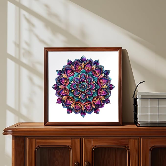 Jiroinlly Wooden Jigsaw Puzzles, Mandela Wooden Puzzles for Adults, 500 Pcs King Size 16.8'' x 16.9'', Luxurious Shaped Wood Puzzle, Beautiful Package, Best Gift for Adults and Kids, Family Game