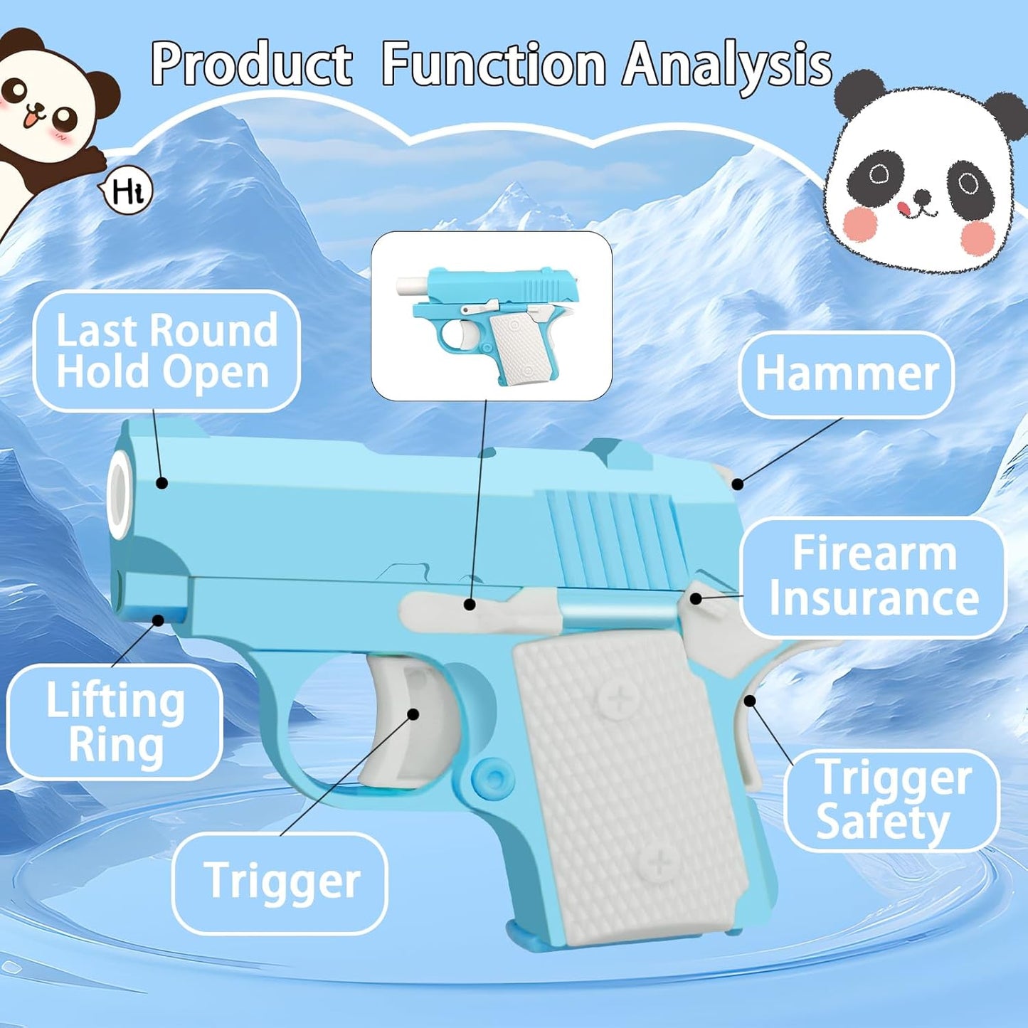 1911 3D Printed Small Pistol Toys Small Gun Toy Pístol Fidget Toys Fidget Gun Sensory Toys Adults Stress Relief Pistol Toy for Kids Friends Christmas Birthday Gift-Blue