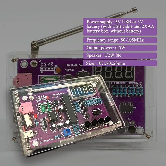 FM Radio Kit Soldering Practice Kit DIY Electronic Kits Radio DIY Kit Digital DIY Soldering Project Kit ISolderStore