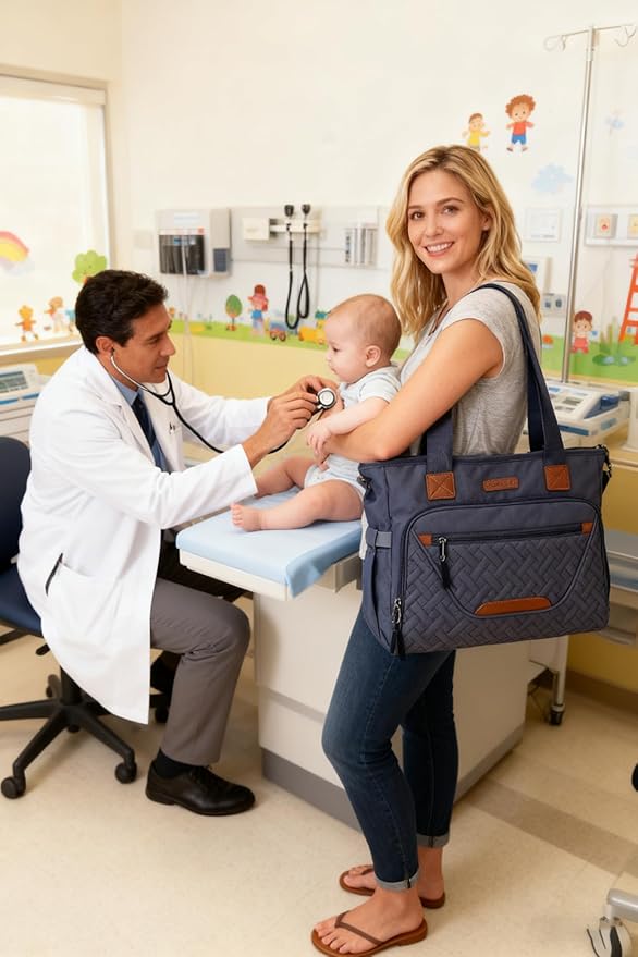 Diaper Bag Tote, with 16 Inch Laptop Compartment and 3 cooler Pocket Ideal for Boy (Dark Gray)