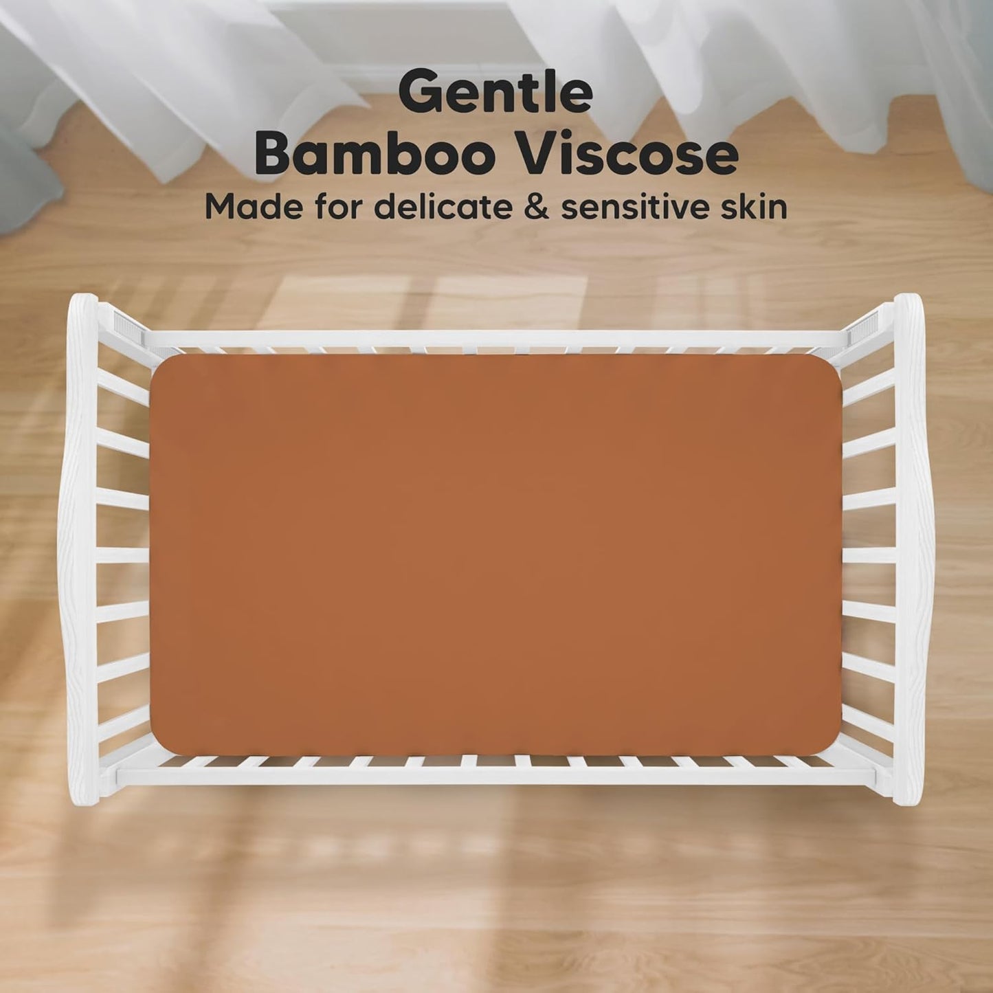 KeaBabies 2-Pack Baby Crib Sheets for Boys, Girls - 52x28 Viscose Derived from Bamboo Toddler Bed Sheets Neutral, Fitted Crib Mattress Cover for Standard Baby Bedding, Soft & Cozy (Rust)