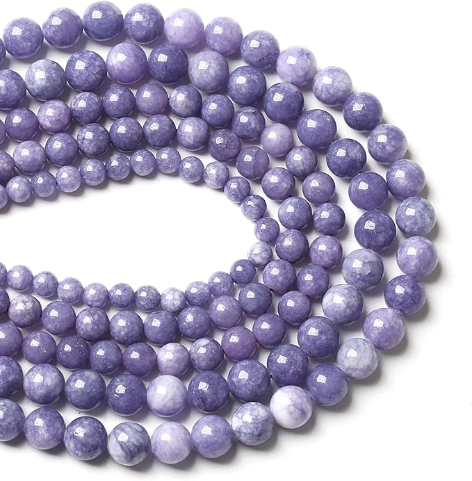 10MM 38PCS Lavender Purple Chalcedony Stone Loose Beads for Jewelry Making DIY Bracelet Necklace