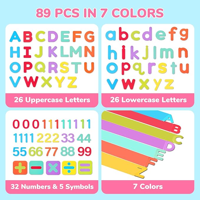 JoyCat Wooden Magnetic Letters and Numbers, Large Size Alphabet ABC 123 Fridge Magnets for Toddlers & Kids, Uppercase Lowercase, Preschool Spelling Learning Refrigerator Gift Toy Set (89 PCS)
