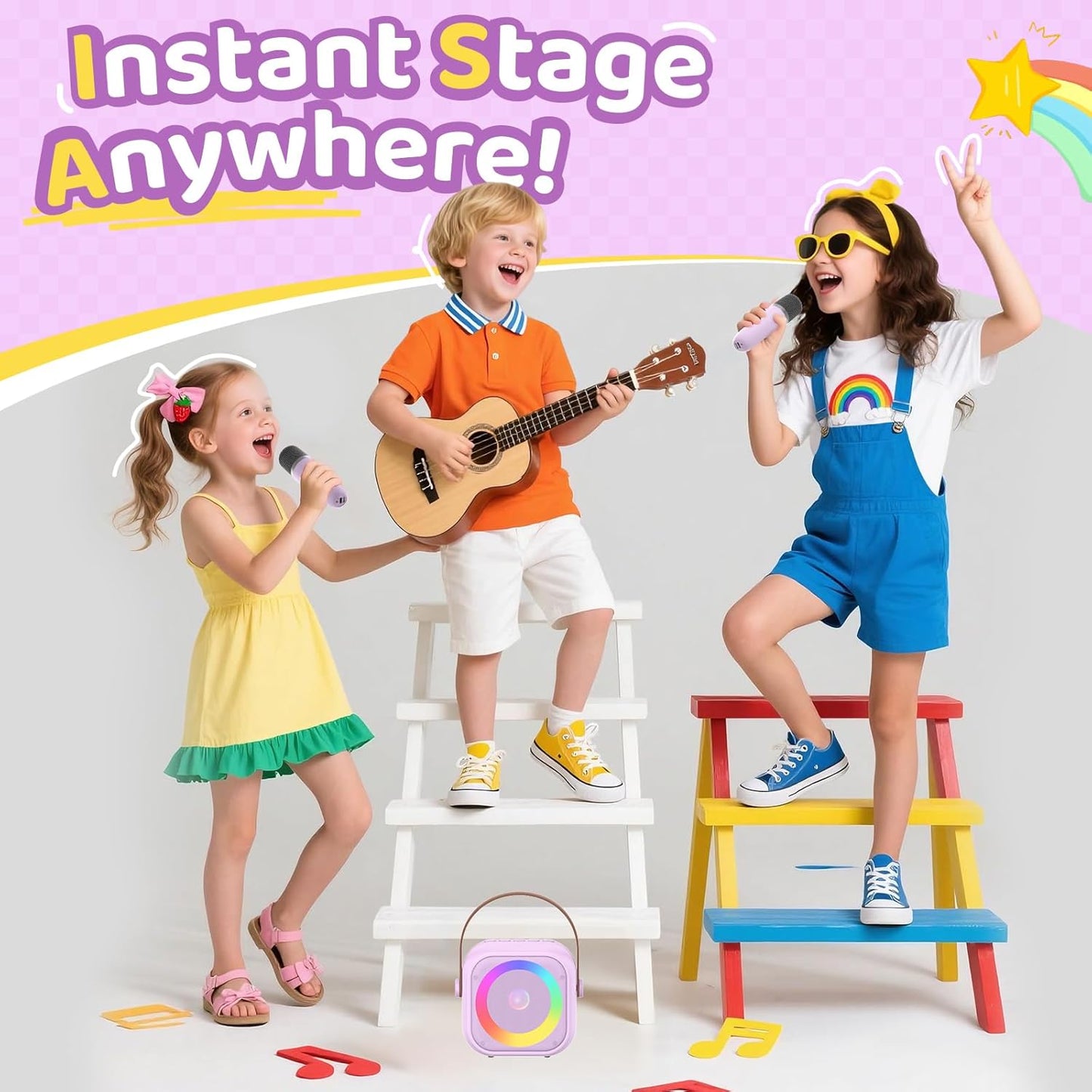 Karaoke Machine for Kids, Toys for 3-12 Years Old Girls Gifts, Kids Karaoke Microphone Machine Toy, Best Fun Christmas Birthday Gifts for 5 6 7 8 9 10 11 Years Teens Girl Boys Purple 2 Mic