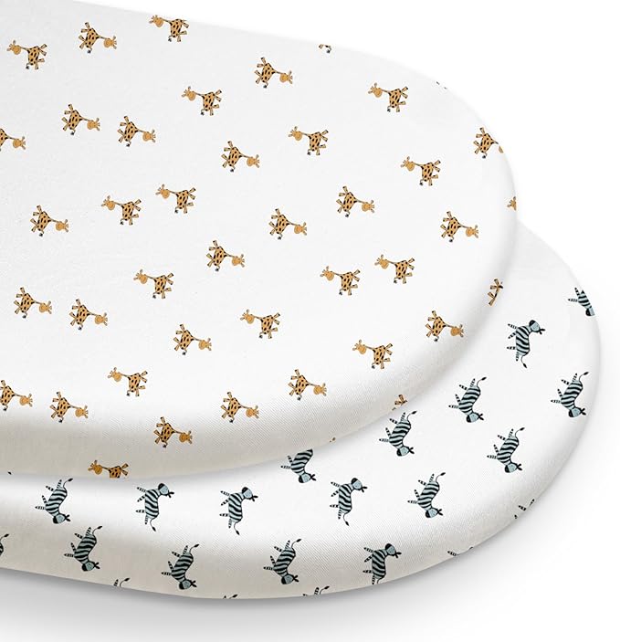 Gllquen Baby Bassinet Sheets 2 Pack, 100% Organic Cotton Bassinet Fitted Sheets for Girls Boys, Soft & Breathable Unisex Baby Mattress Sheet for Standard Bassinets 33"x17"(Yellow)