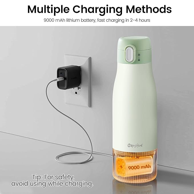 Portable Bottle Warmer for Travel, 3Min Fast Heating Bottle Warmer for Breastmilk & Water, 12 Oz Milk Warmer with Precise Temp Control and 9000mAh Long-Lasting Battery for Travel, Car, Outdoor