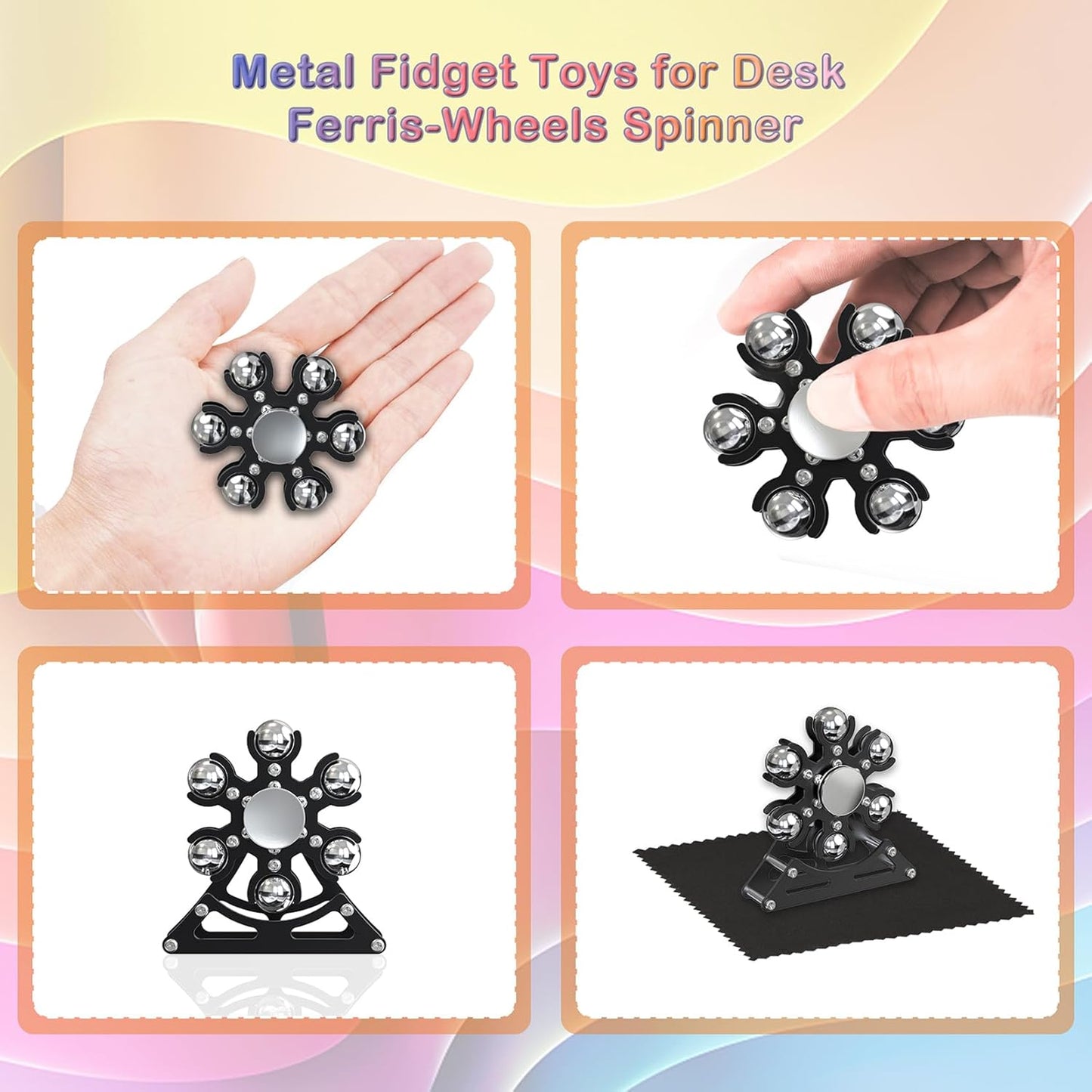 Fidget Desk Toys for Ferris-Wheel-Spinner: 4mins Kinetic-Metal-Spinner, Cool-Gadgets Stuff for EDC-Toy Kid Children Teen Adult ADHD Tools, Stress Relief for Office Home School Christmas