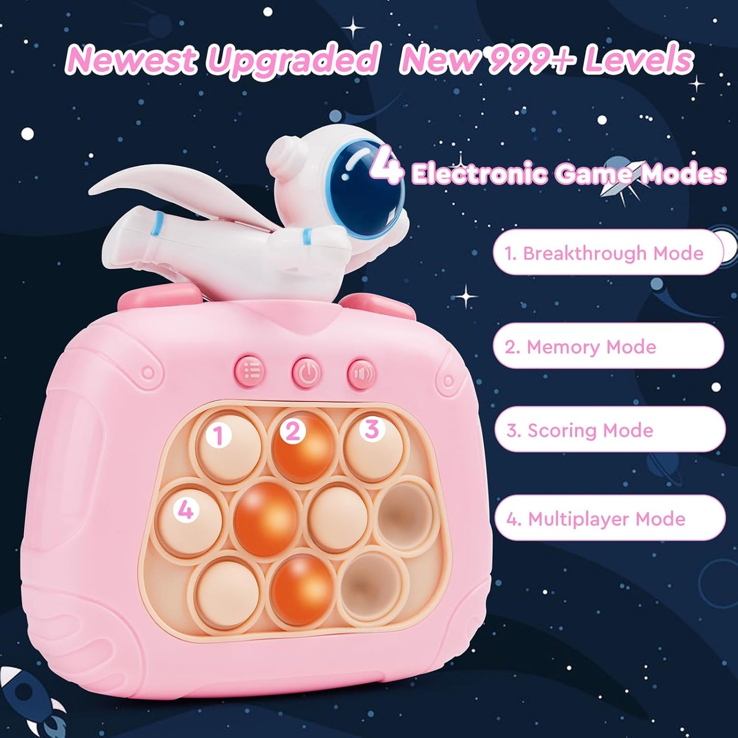 Fast Push Bubble Game, Handheld Fidget Light Up Toys for Kids Adult, Push Sensory Toys, Stress Relief Pop Puzzle for Boy Girl