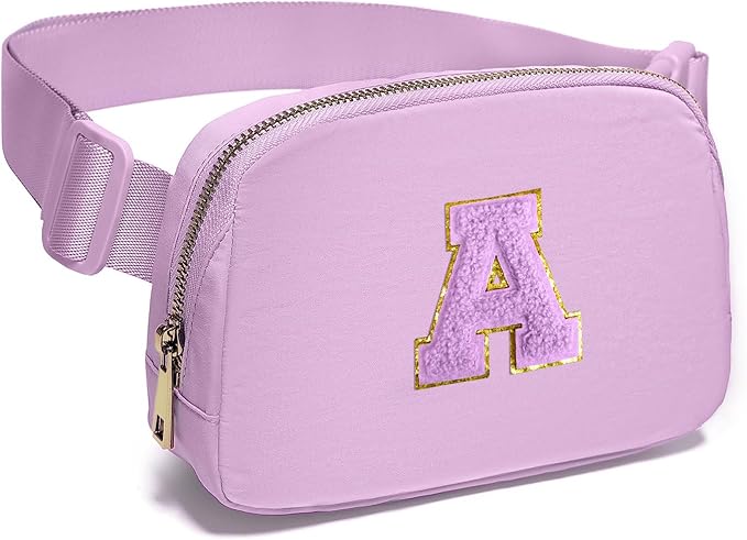 Gitus Gifts for 8 9 10 11 12 Year Old Girls Belt Bag Fanny Pack Crossbody Bags with Initial Letter Patch Cute Stuff Birthday Gifts for Teen Girls Women Personalized Trend Stuff (Lavender-A)